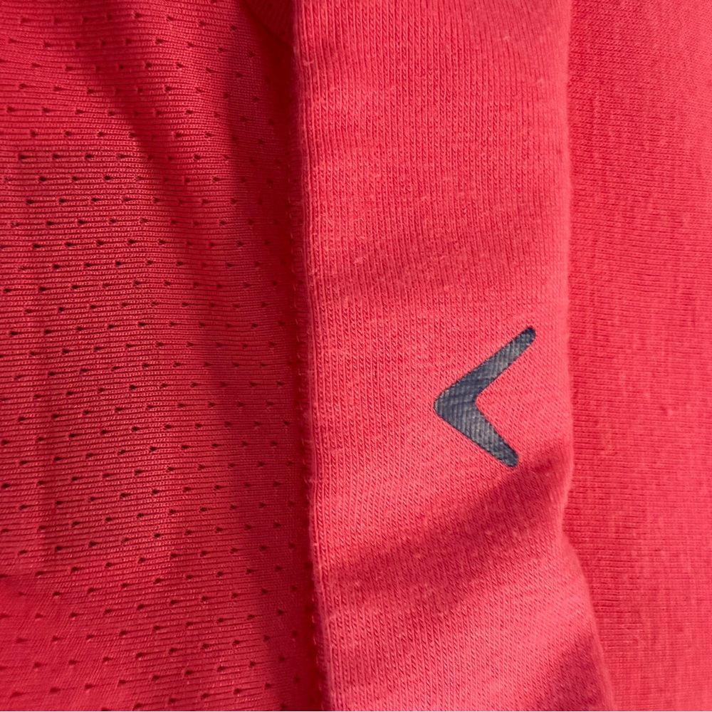 Callaway Opti Dri Golf Polo Coral Pink Navy Stripe Athletic Shirt Women’s Large - Picture 7 of 9